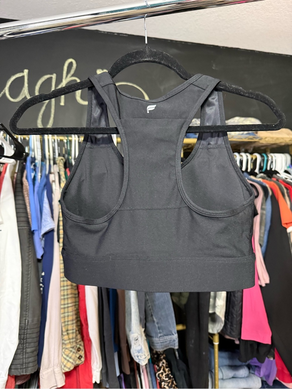 Fabletics Black Racerback Crop Sports Bra - Picture 4 of 4